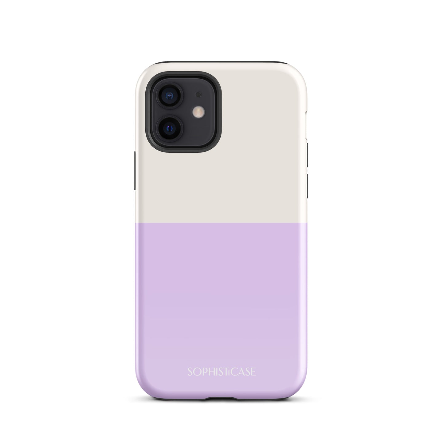 Tough Phone Case Featuring Two Tone Purple Cream Design for iPhone 12 Glossy