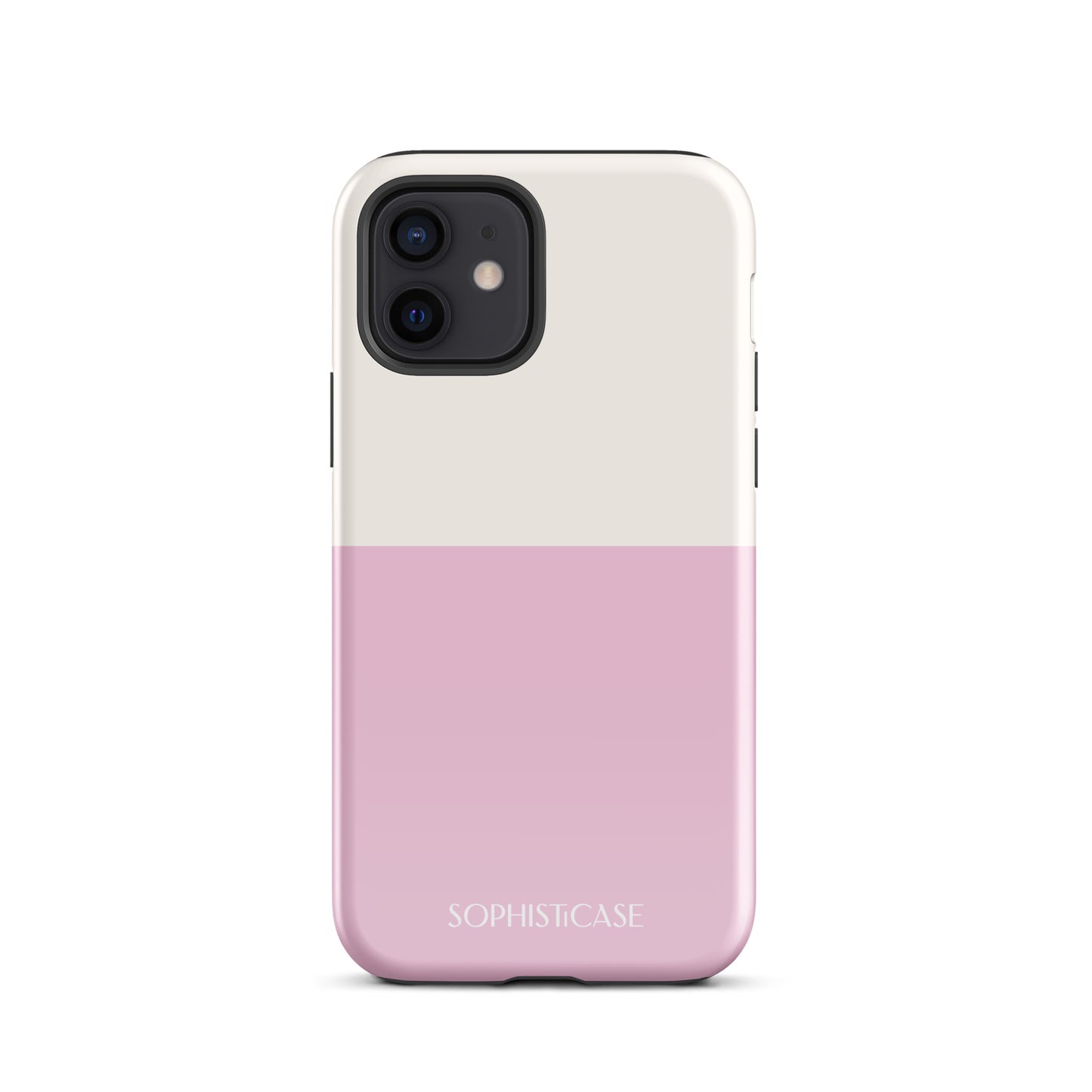 Tough Phone Case Featuring Two Tone Pink Cream Design for iPhone 12 Glossy