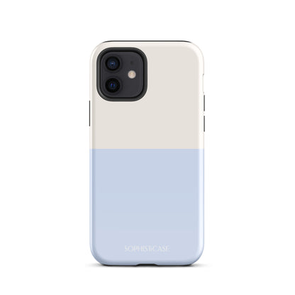 Basics Collection Tough Phone Case Featuring Two Tone Blue Cream Design for iPhone 12 Glossy