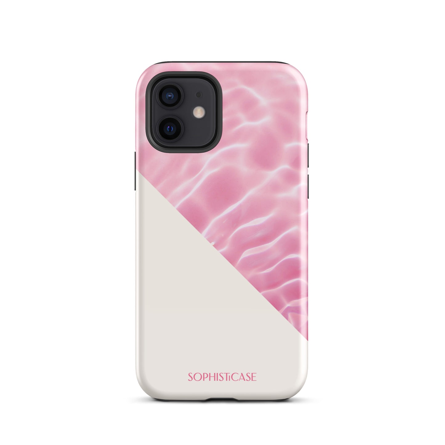 Tough Phone Case Featuring Pink Cream Summer Water Ripples Ocean Waves Design for iPhone 12 Glossy