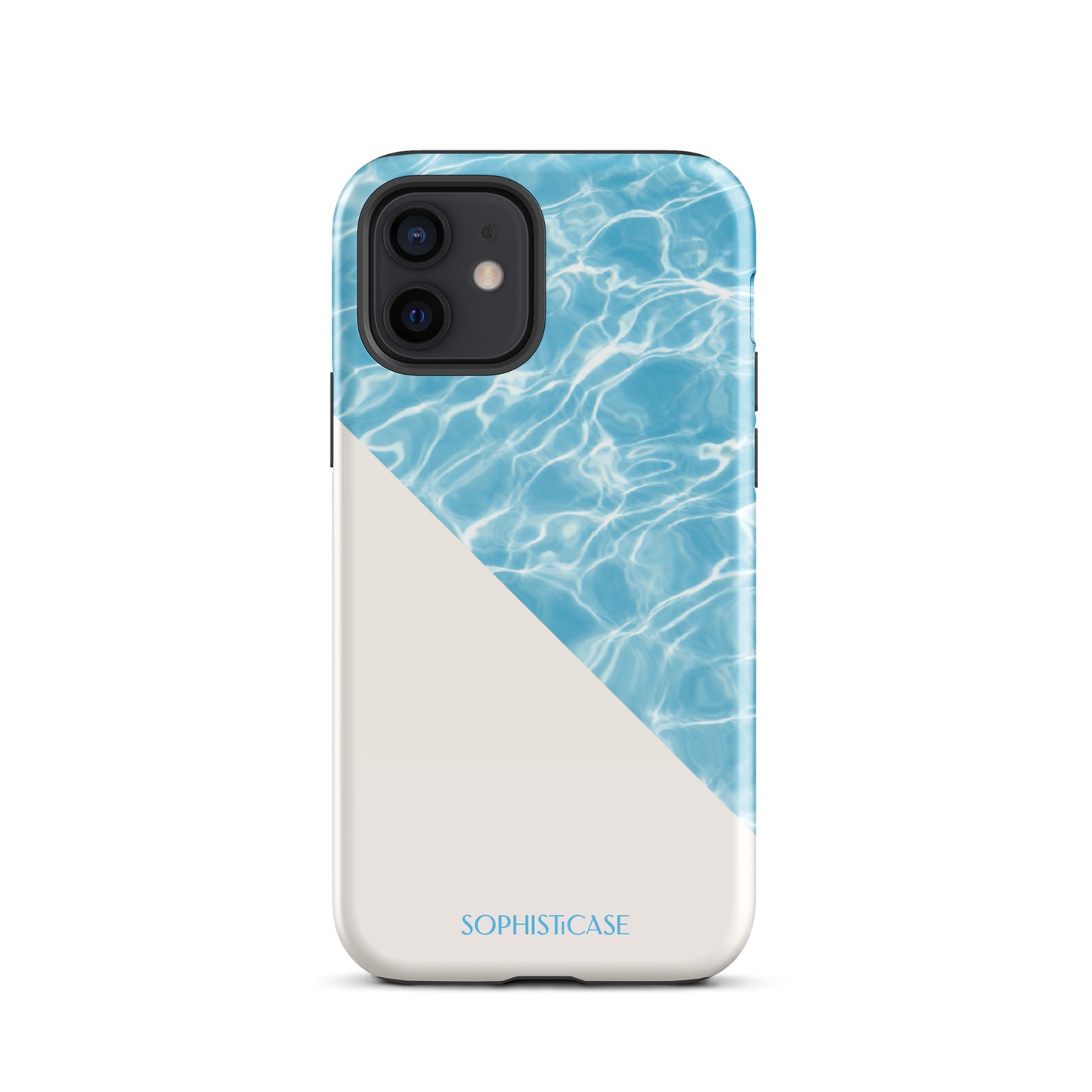 Tough Phone Case Featuring Blue Cream Summer Water Ripples Ocean Waves Design for iPhone 12 Glossy