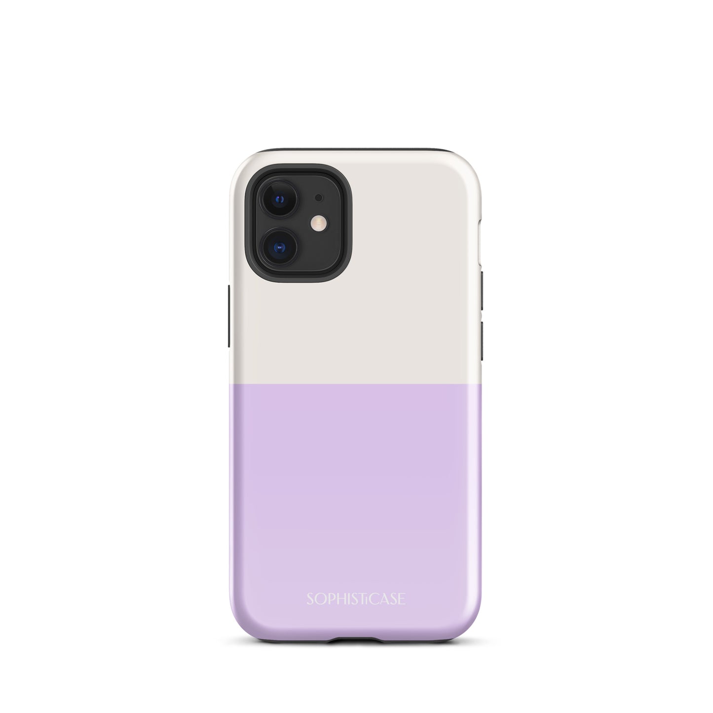 Tough Phone Case Featuring Two Tone Purple Cream Design for iPhone 12 Mini Glossy