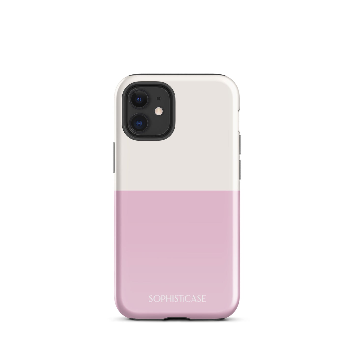 Tough Phone Case Featuring Two Tone Pink Cream Design for iPhone 12 Mini Glossy