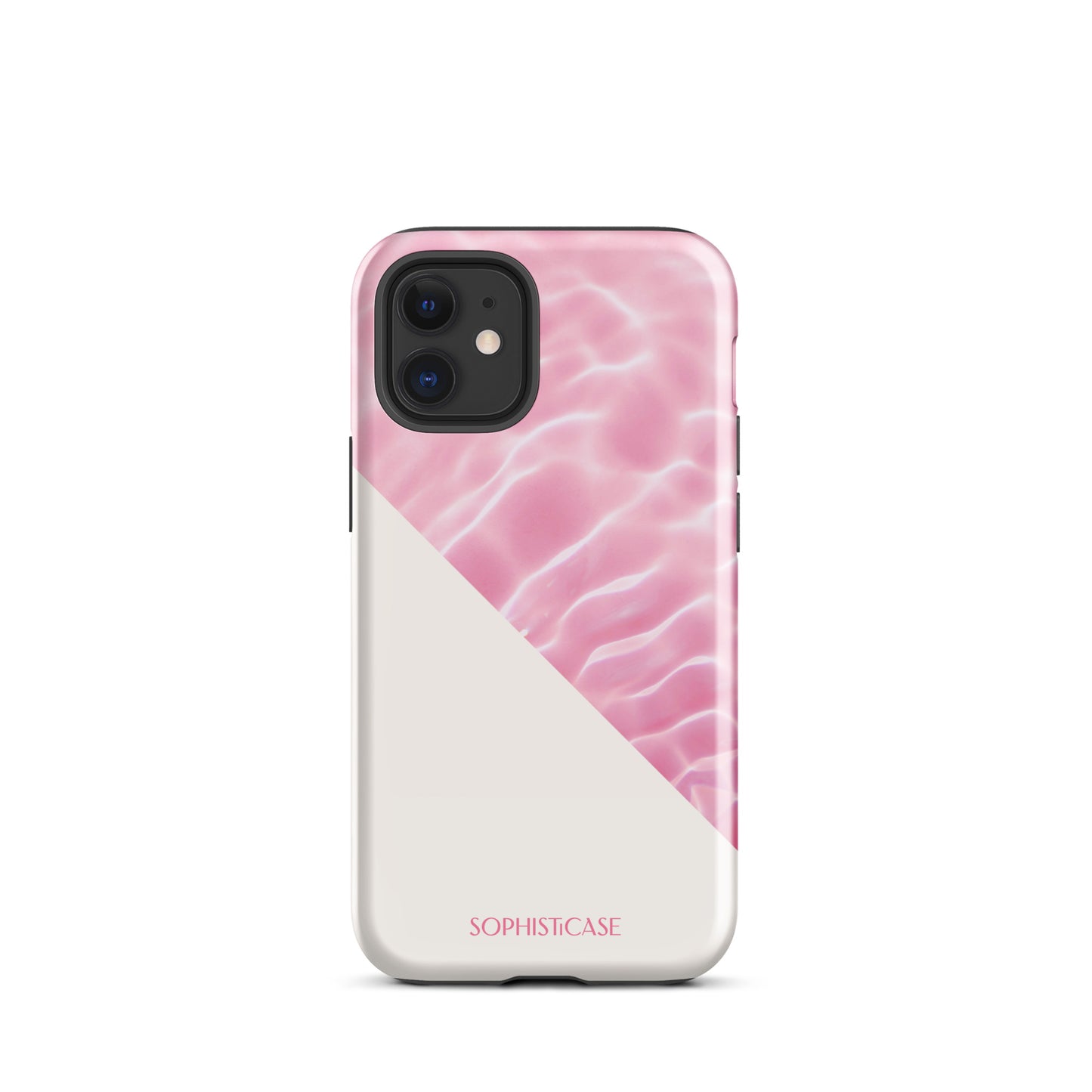 Tough Phone Case Featuring Pink Cream Summer Water Ripples Ocean Waves Design for iPhone 12 Mini Glossy