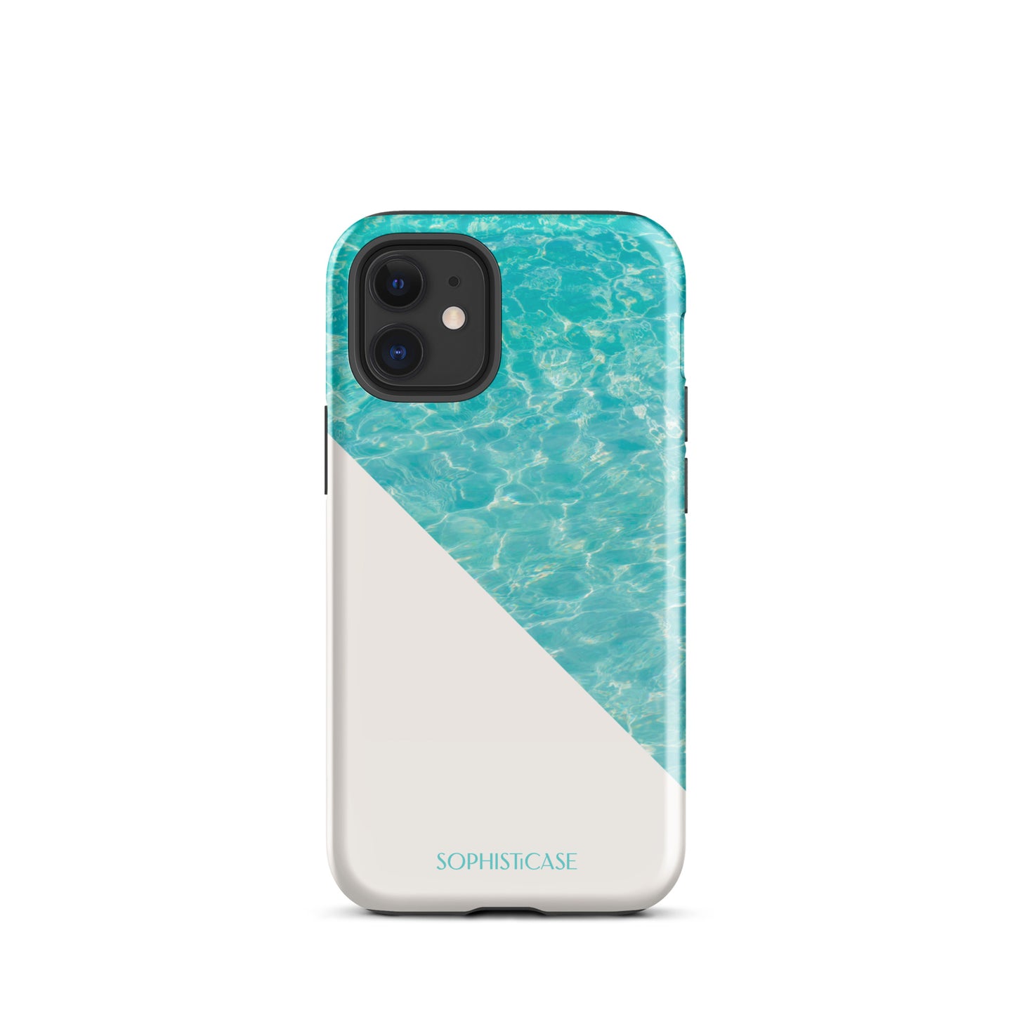 Tough Phone Case Featuring Aqua Cream Summer Water Ripples Ocean Waves Design for iPhone 12 Mini Glossy