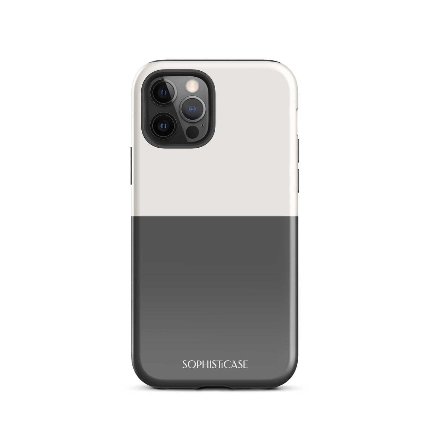 Tough Phone Case Featuring Two Tone Grey Cream Design for iPhone 12 Pro Glossy