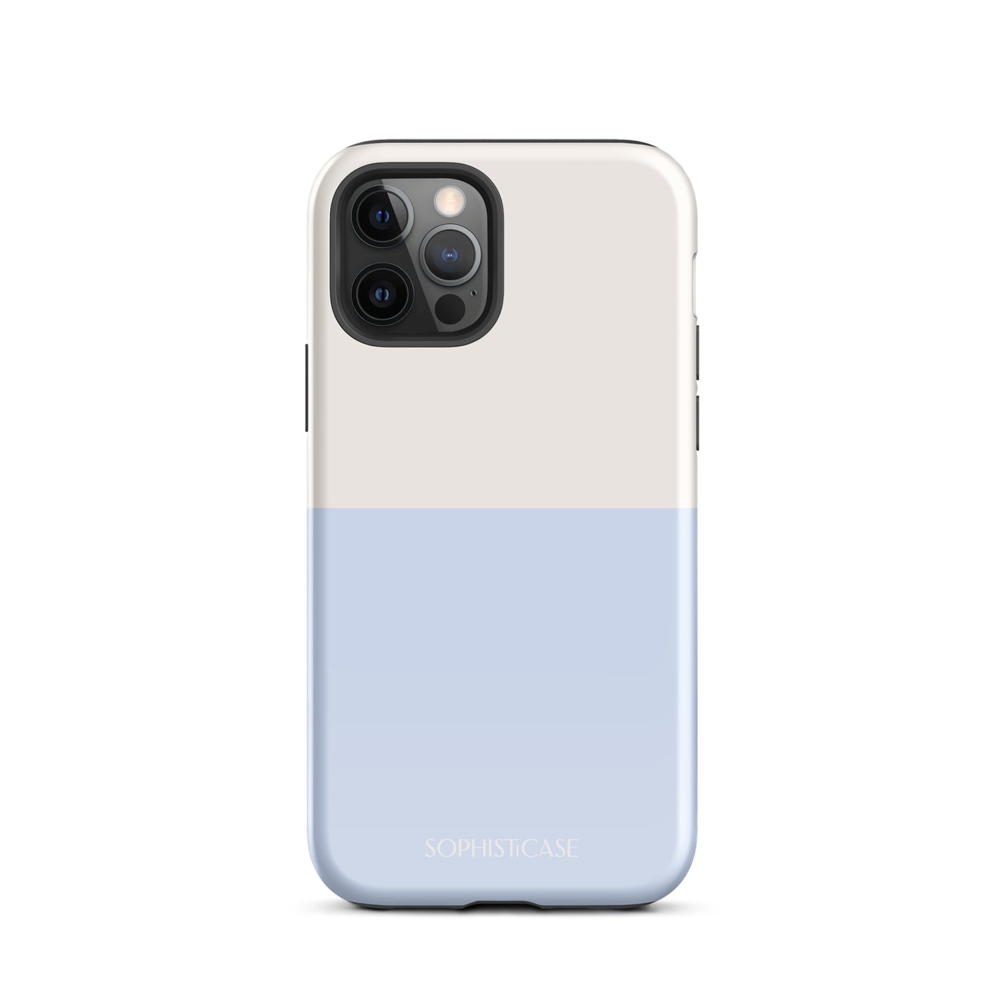 Basics Collection Tough Phone Case Featuring Two Tone Blue Cream Design for iPhone 12 Pro Glossy