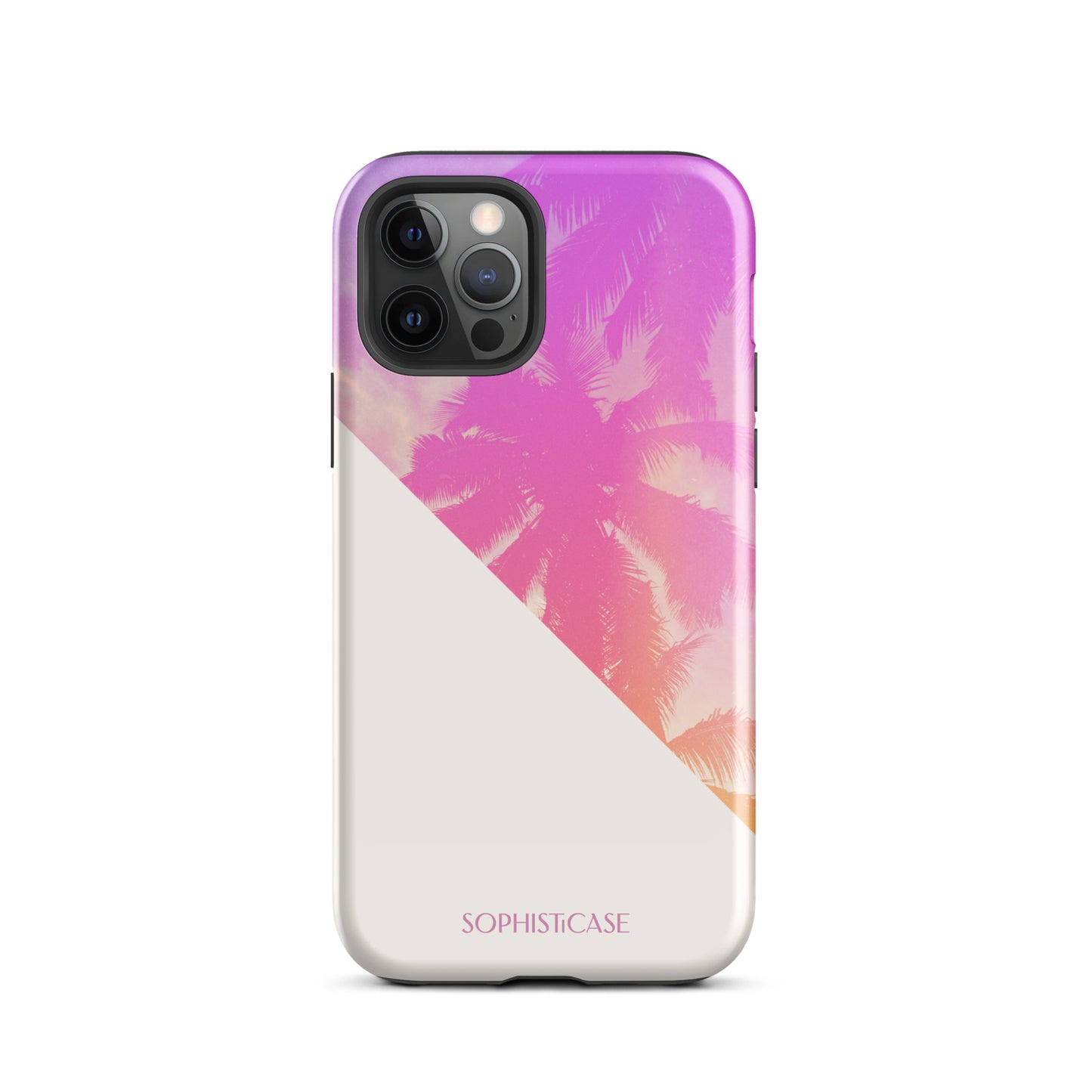 Tough Phone Case Featuring Purple Cream Summer Palm Tree Design for iPhone 12 Pro Glossy