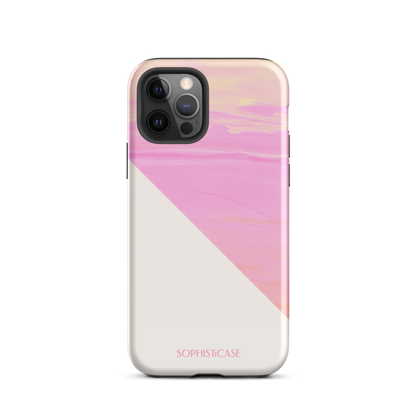 Tough Phone Case Featuring Yellow Pink Cream Summer Sunset Water Ripples Ocean Waves Design for iPhone 12 Pro Glossy