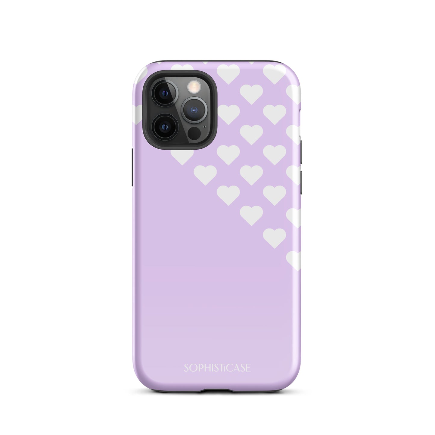 Tough Phone Case Featuring Purple Cream Tiny Hearts Design for iPhone 12 Pro Glossy 