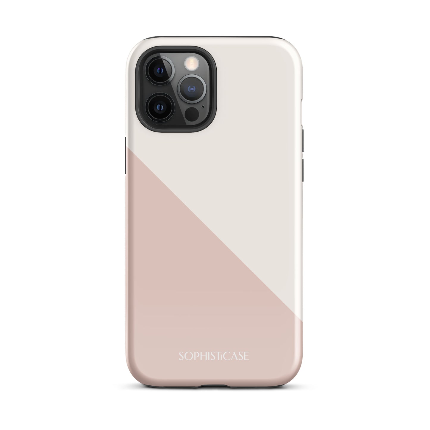 Tough Phone Case Featuring Neutral Beige Cream Diagonal Split Design for iPhone 12 Pro Max Glossy