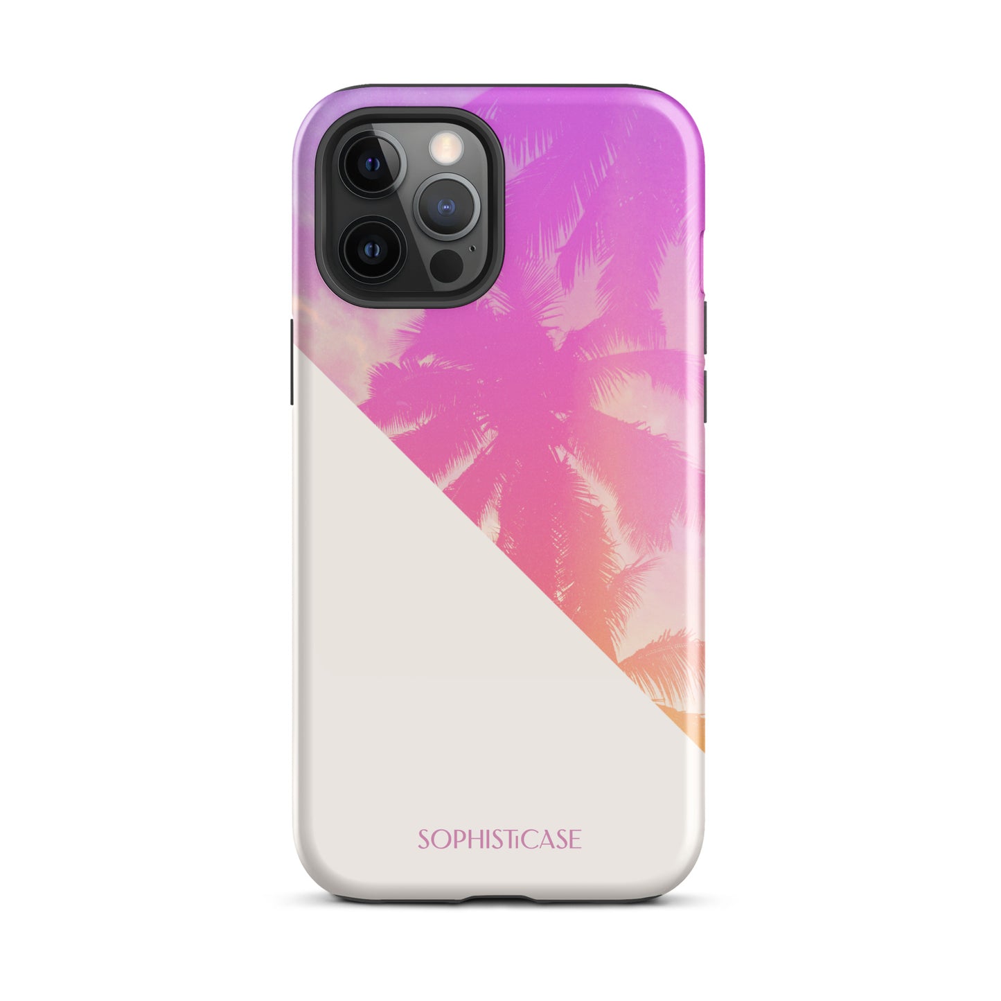 Tough Phone Case Featuring Purple Cream Summer Palm Tree Design for iPhone 12 Pro Max Glossy