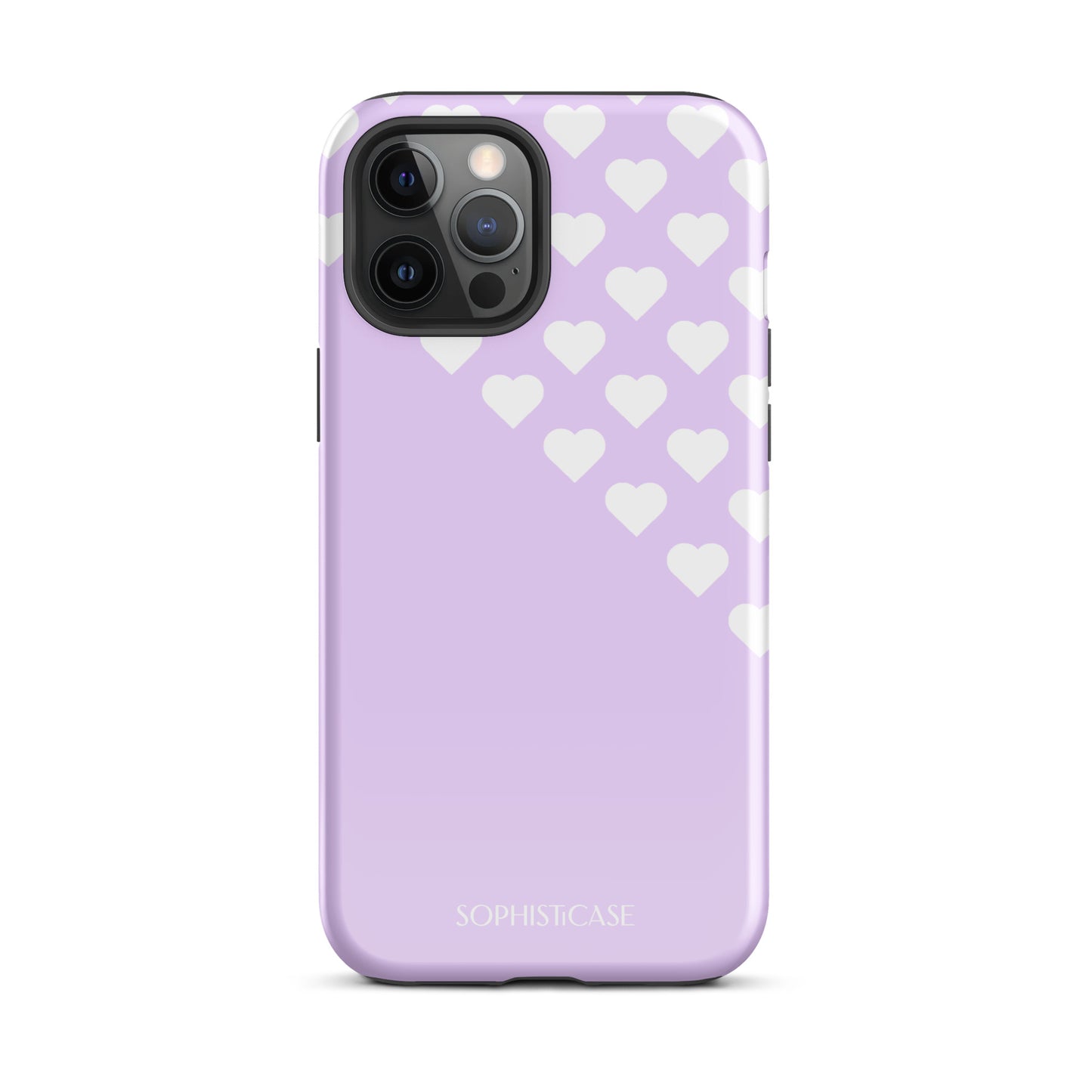 Tough Phone Case Featuring Purple Cream Tiny Hearts Design for iPhone 12 Pro Max Glossy 