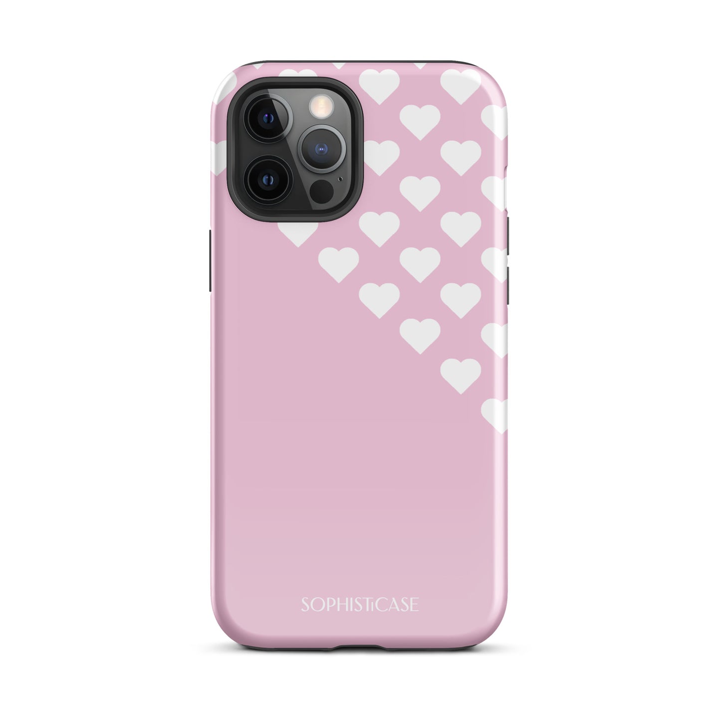 Tough Phone Case Featuring Pink Cream Tiny Hearts Design for iPhone 12 Pro Max Glossy