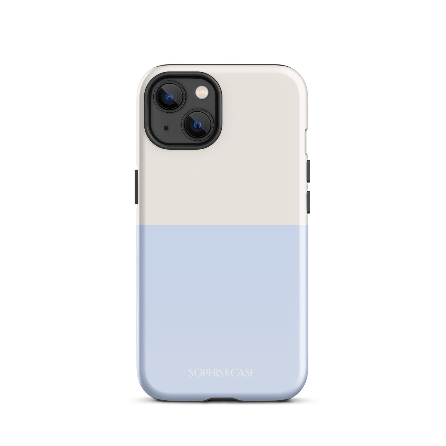 Basics Collection Tough Phone Case Featuring Two Tone Blue Cream Design for iPhone 13 Glossy