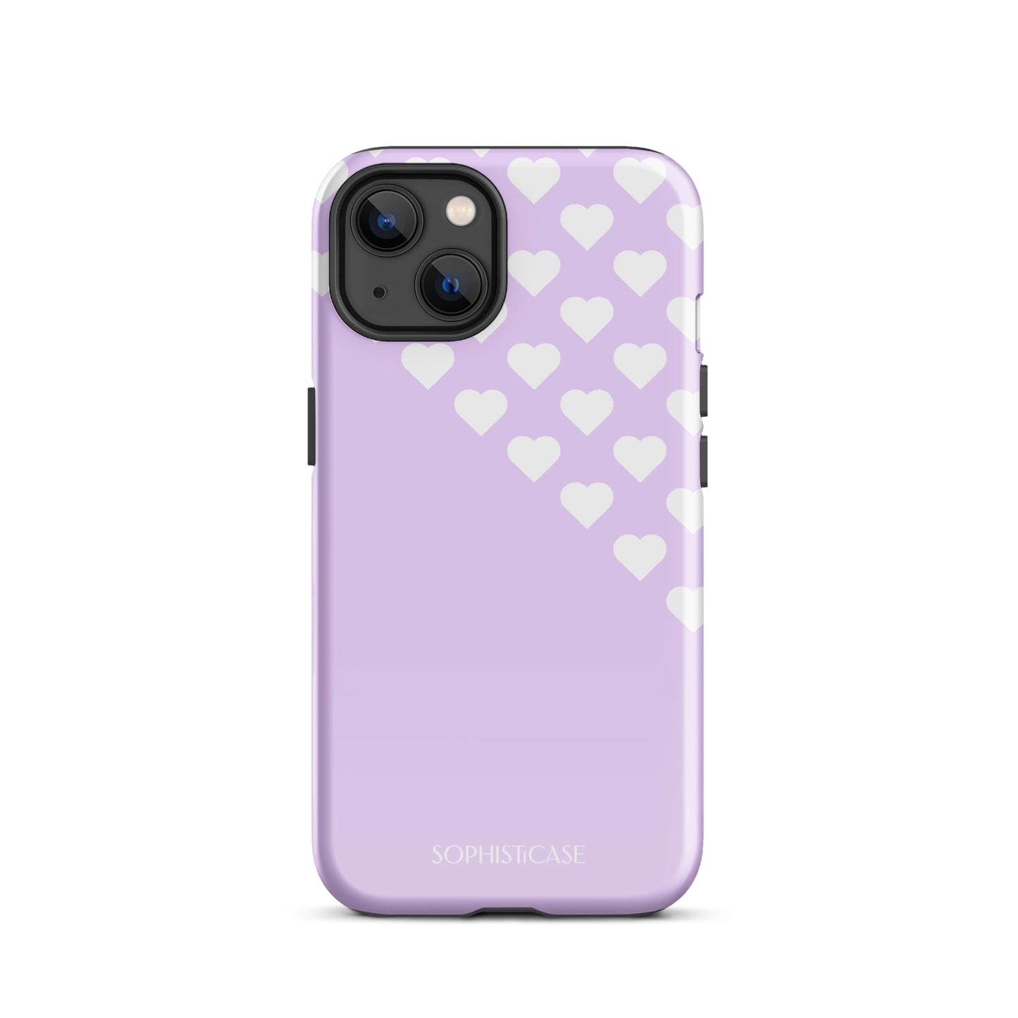 Tough Phone Case Featuring Purple Cream Tiny Hearts Design for iPhone 13 Glossy