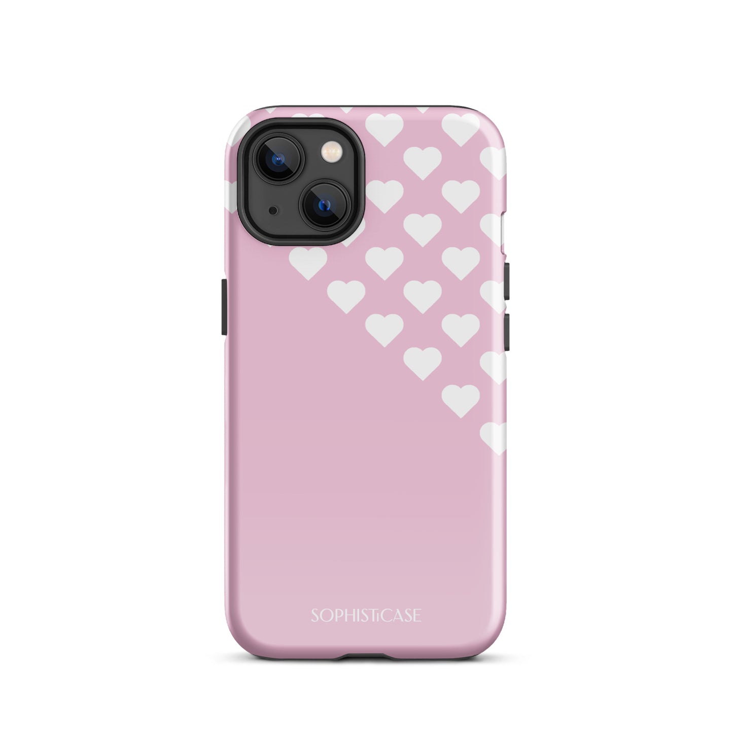 Tough Phone Case Featuring Pink Cream Tiny Hearts Design for iPhone 13 Glossy 