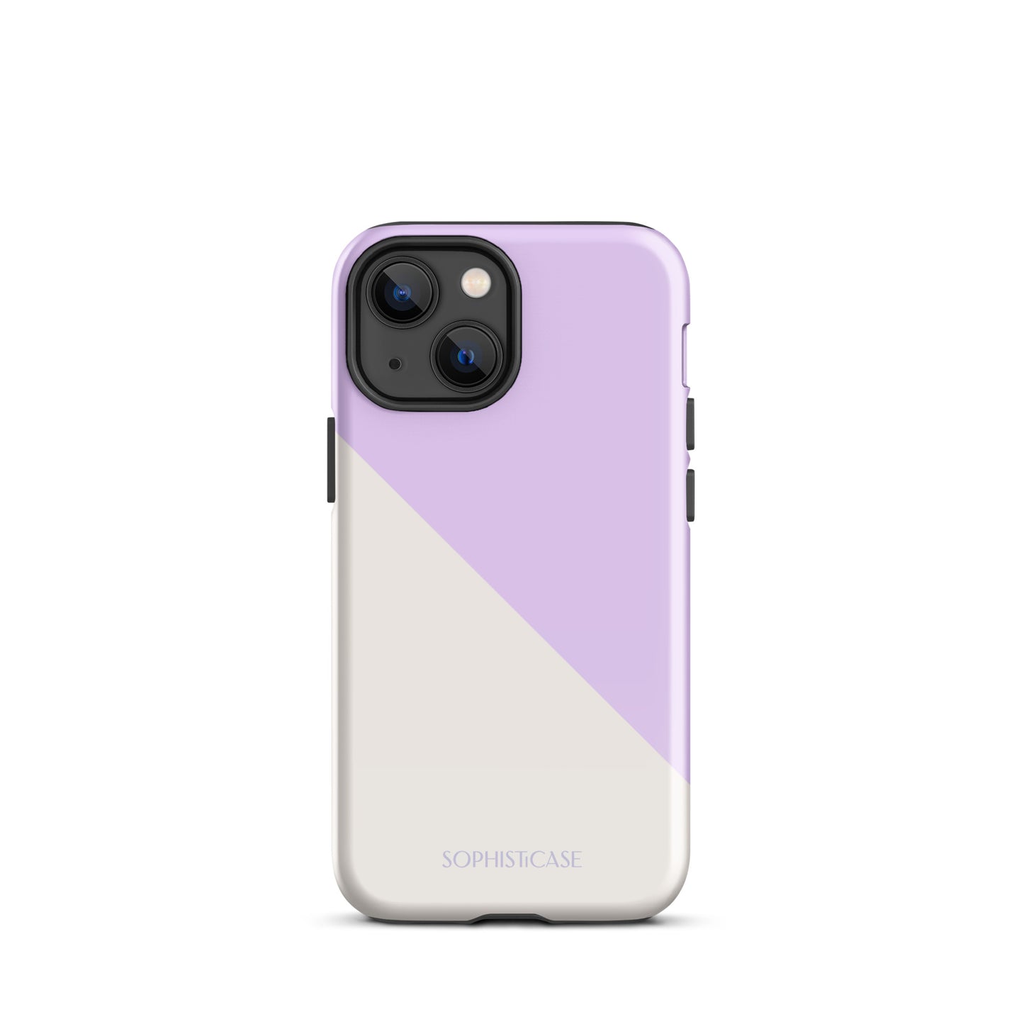 Tough Phone Case Featuring Purple Cream Diagonal Split Design for iPhone 13 Mini Glossy