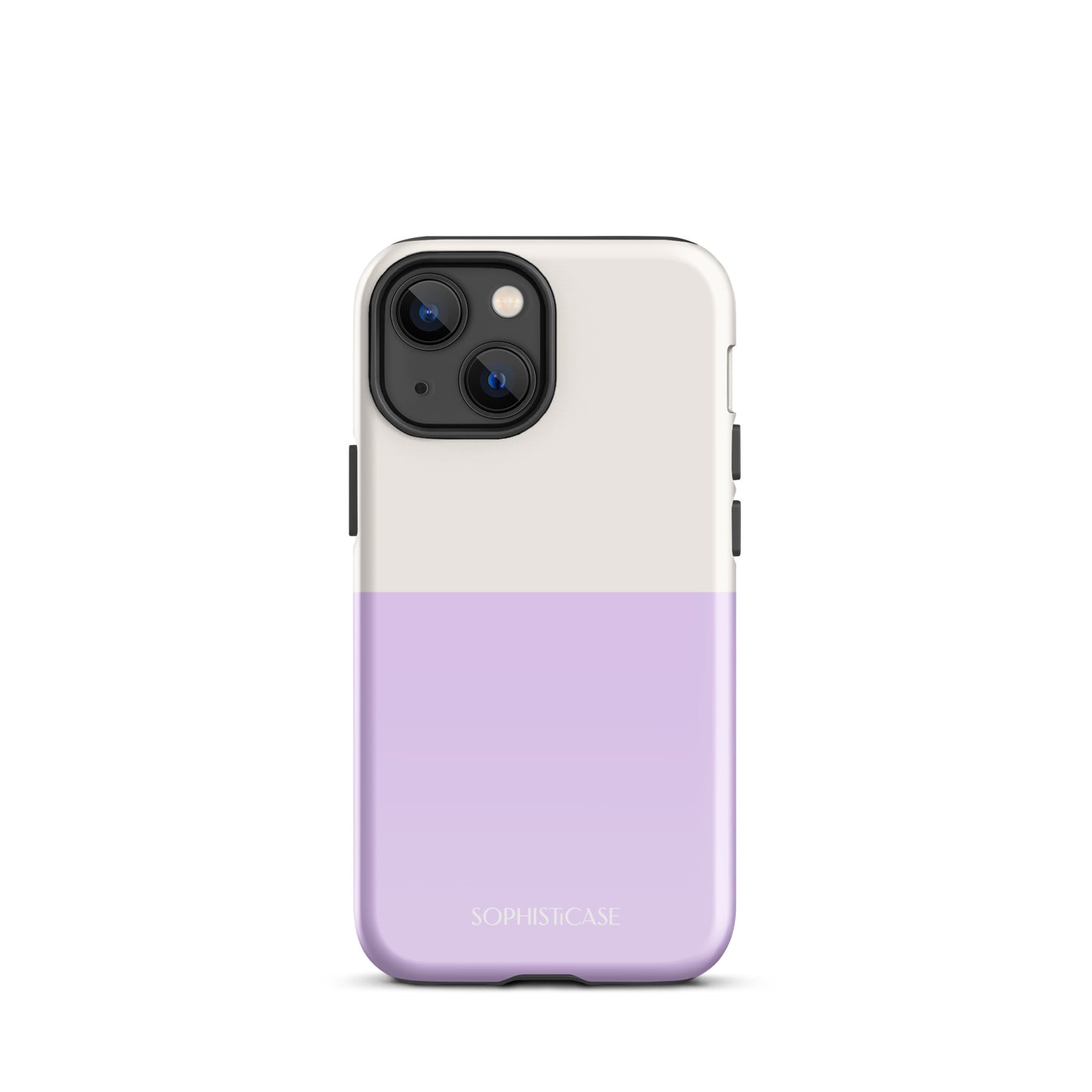 Tough Phone Case Featuring Two Tone Purple Cream Design for iPhone 13 Mini Glossy