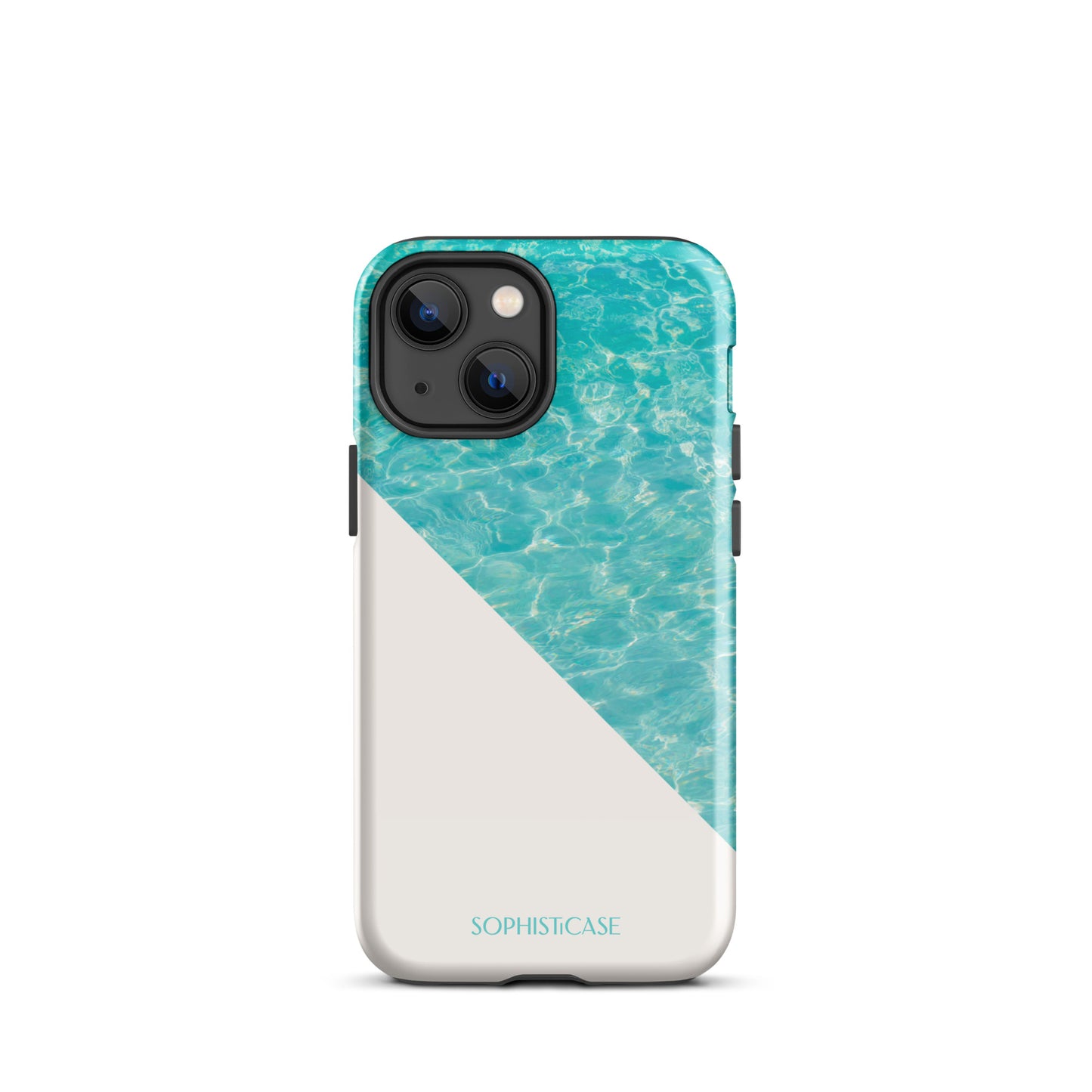 Tough Phone Case Featuring Aqua Cream Summer Water Ripples Ocean Waves Design for iPhone 13 Mini Glossy