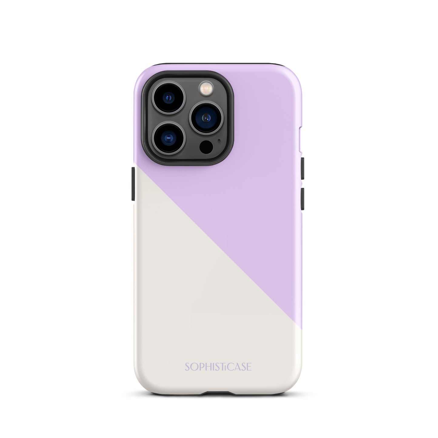 Tough Phone Case Featuring Purple Cream Diagonal Split Design for iPhone 13 Glossy