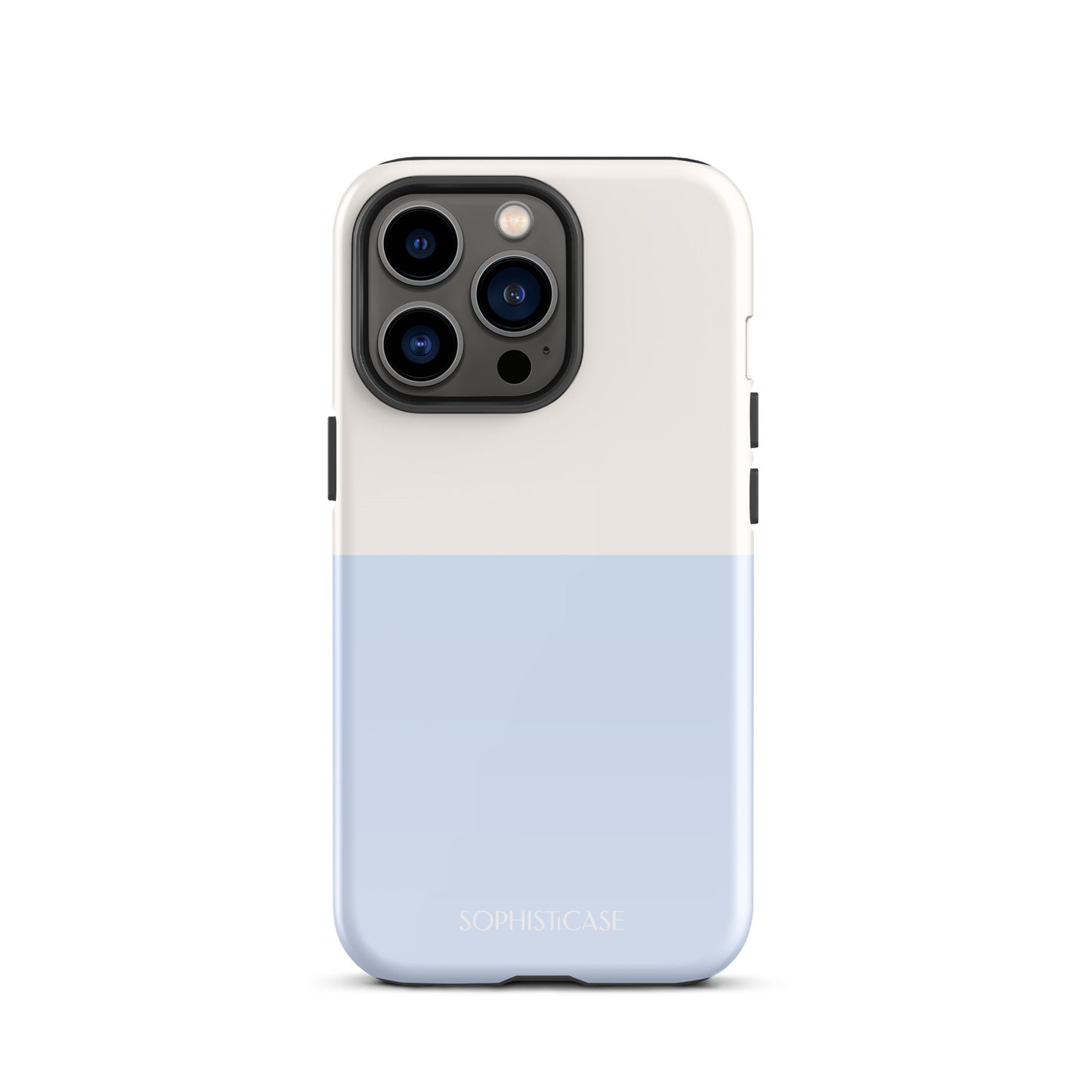 Basics Collection Tough Phone Case Featuring Two Tone Blue Cream Design for iPhone 13 Pro Glossy