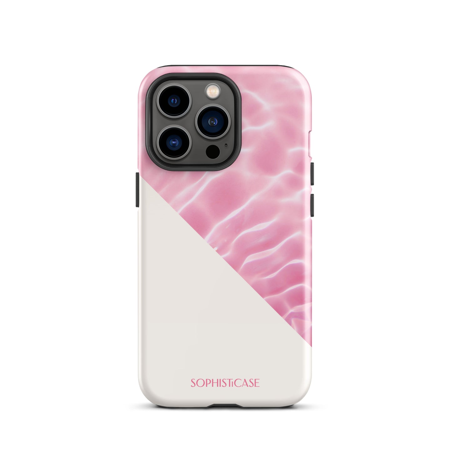 Tough Phone Case Featuring Pink Cream Summer Water Ripples Ocean Waves Design for iPhone 13 Pro Glossy