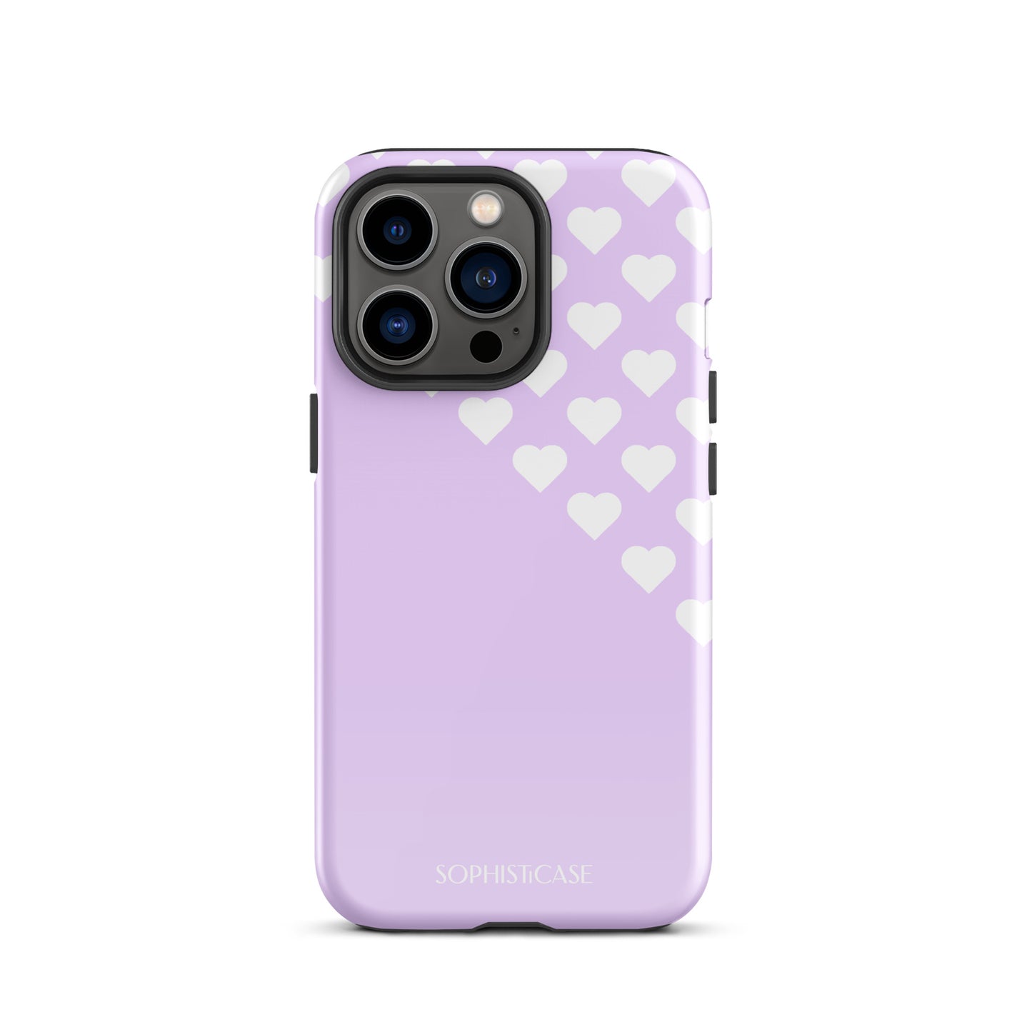 Tough Phone Case Featuring Purple Cream Tiny Hearts Design for iPhone 13 Pro Glossy