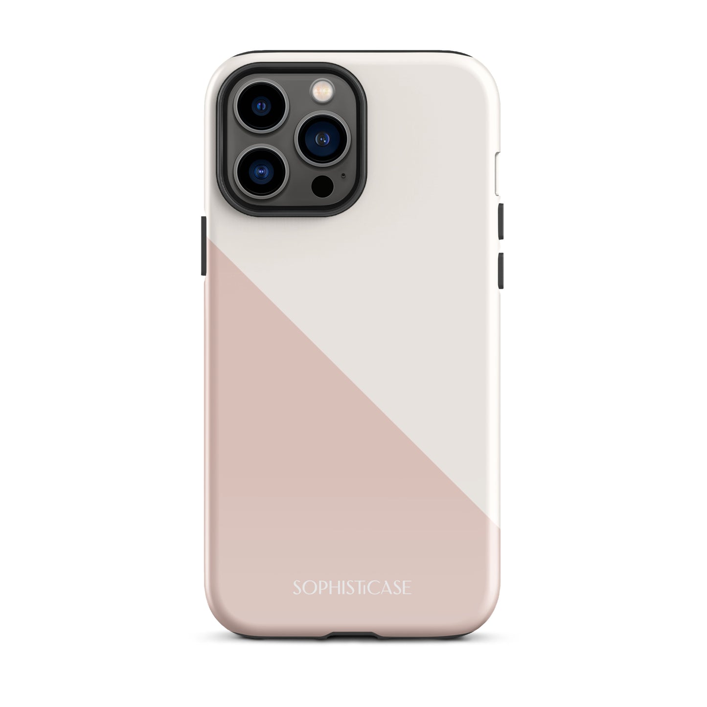 Tough Phone Case Featuring Neutral Beige Cream Diagonal Split Design for iPhone 13 Pro Max Glossy