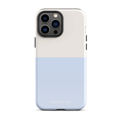 Basics Collection Tough Phone Case Featuring Two Tone Blue Cream Design for iPhone 13 Pro Max Glossy