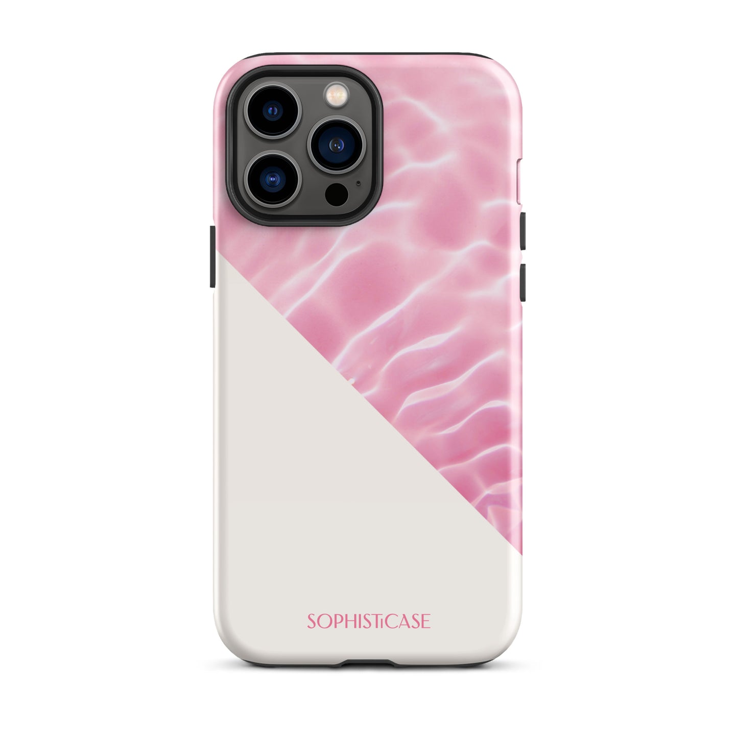 Tough Phone Case Featuring Pink Cream Summer Water Ripples Ocean Waves Design for iPhone 13 Pro Max Glossy