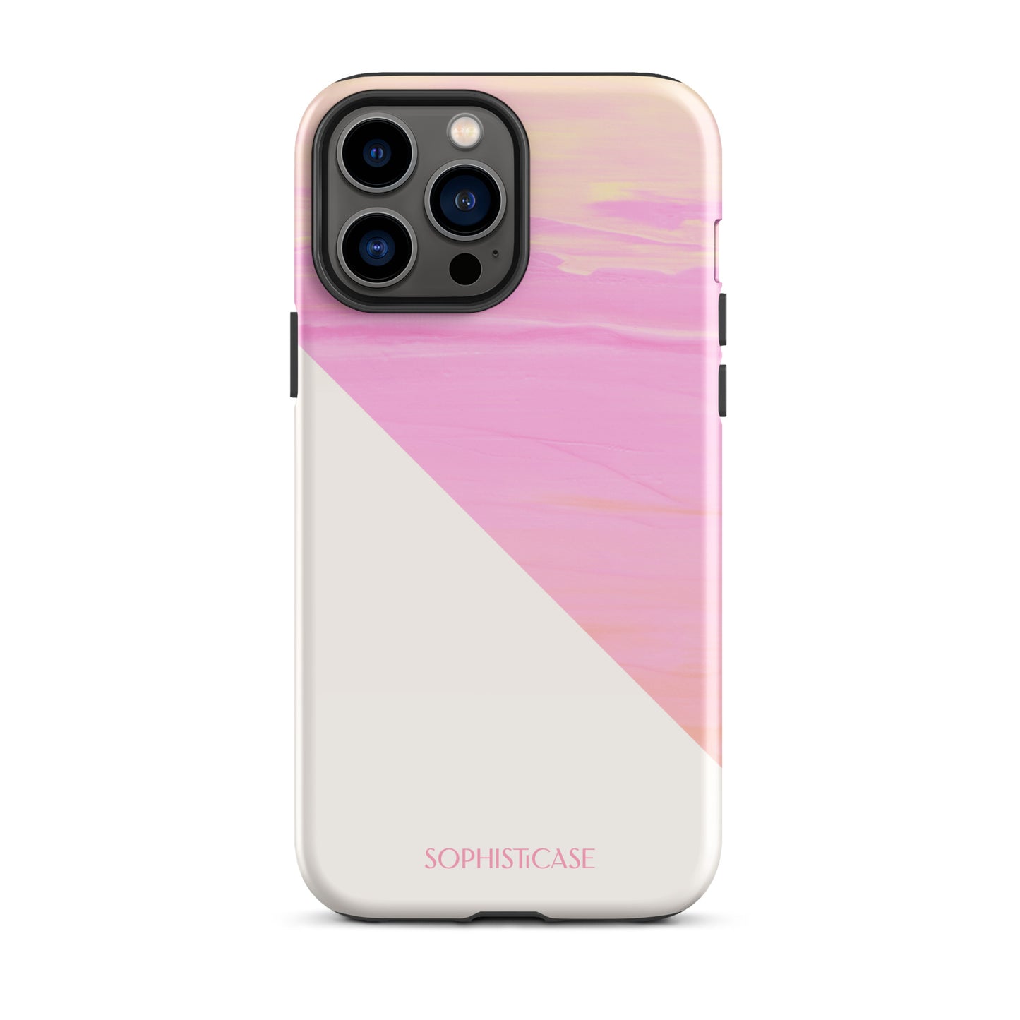 Tough Phone Case Featuring Yellow Pink Cream Summer Sunset Water Ripples Ocean Waves Design for iPhone 13 Pro Max Glossy