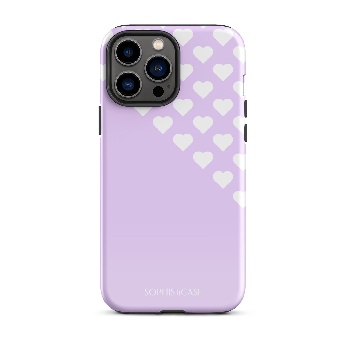 Tough Phone Case Featuring Purple Cream Tiny Hearts Design for iPhone 13 Pro Max Glossy