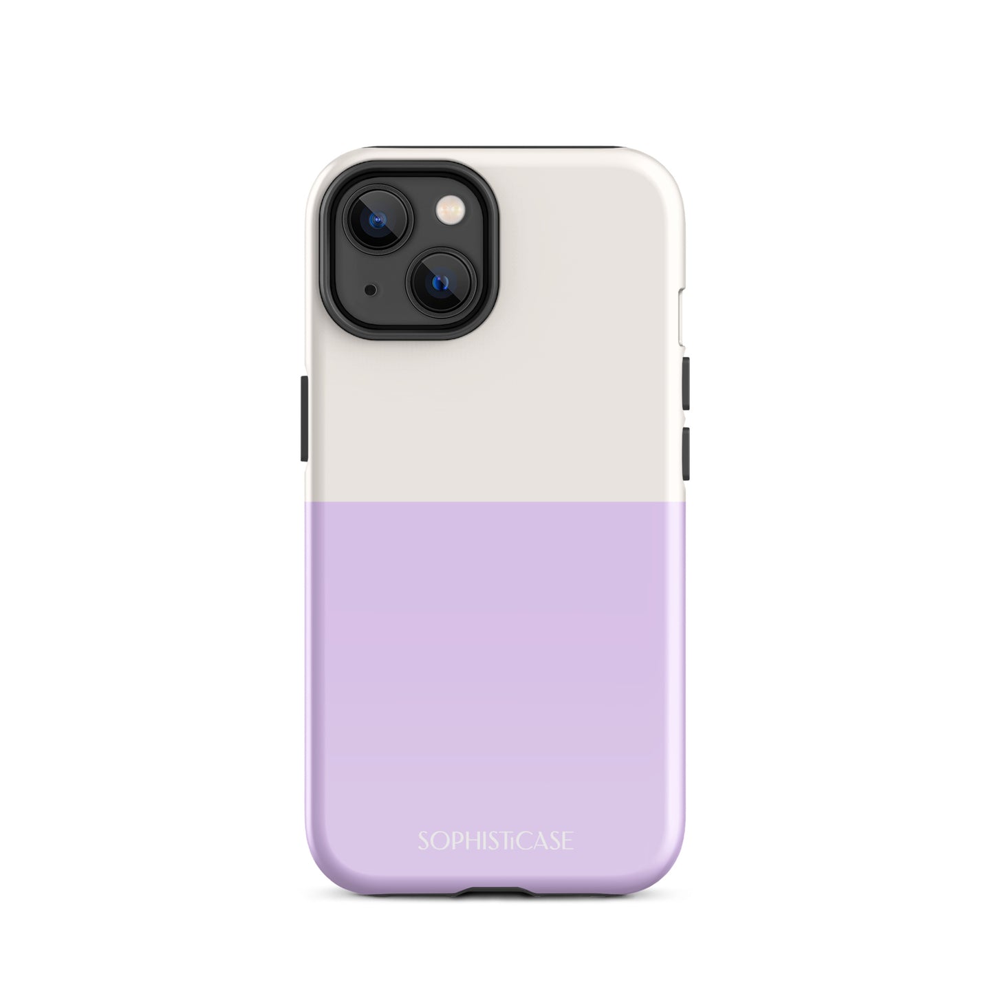 Tough Phone Case Featuring Two Tone Purple Cream Design for iPhone 14 Glossy