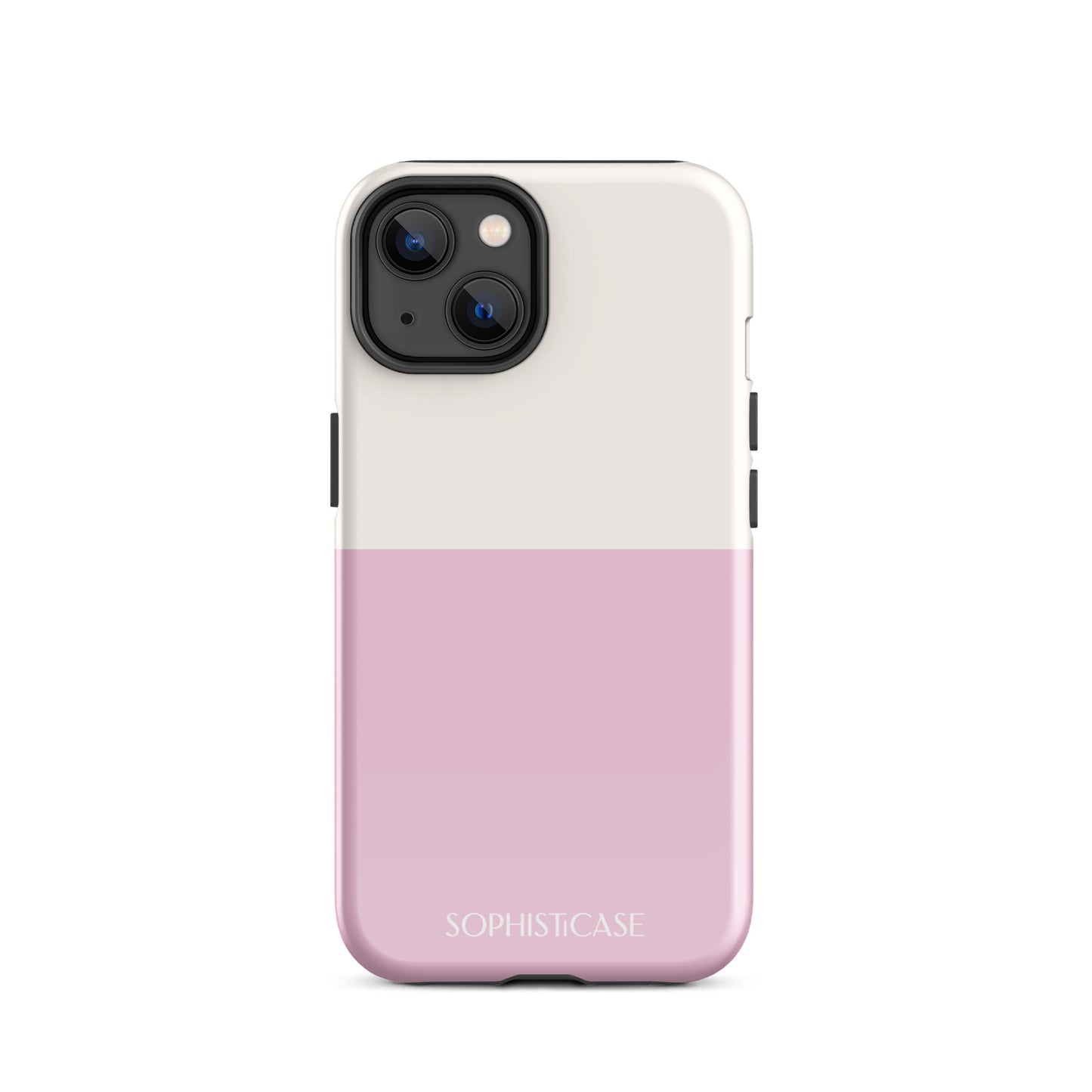 Tough Phone Case Featuring Two Tone Pink Cream Design for iPhone 14 Glossy