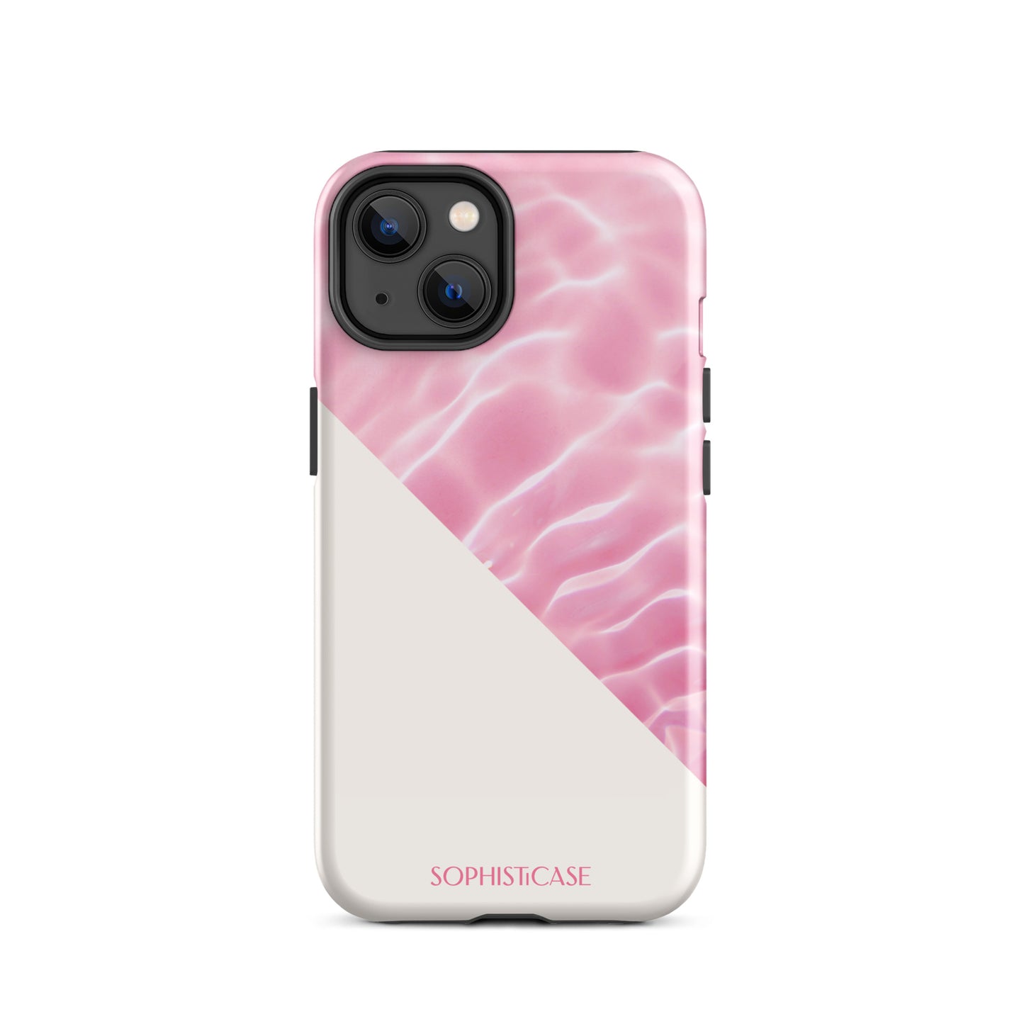 Tough Phone Case Featuring Pink Cream Summer Water Ripples Ocean Waves Design for iPhone 14 Glossy