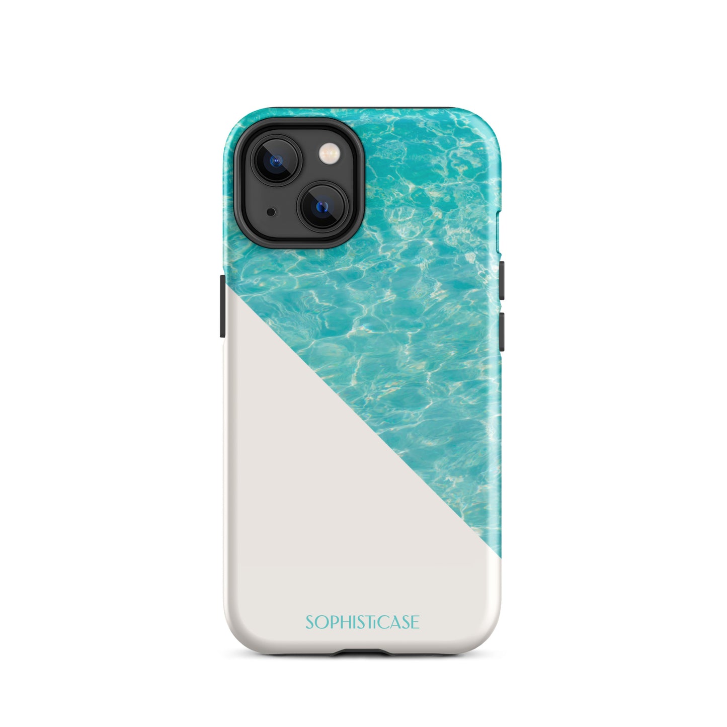 Tough Phone Case Featuring Aqua Cream Summer Water Ripples Ocean Waves Design for iPhone 14 Glossy