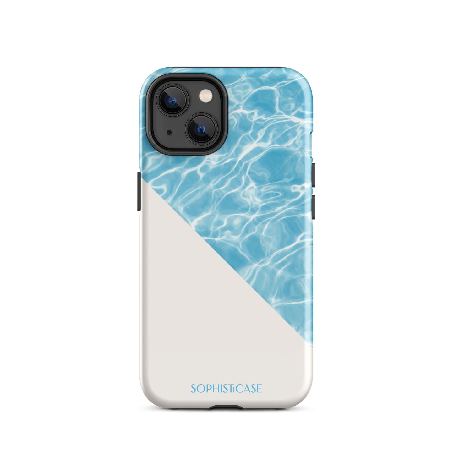 Tough Phone Case Featuring Blue Cream Summer Water Ripples Ocean Waves Design for iPhone 14 Glossy