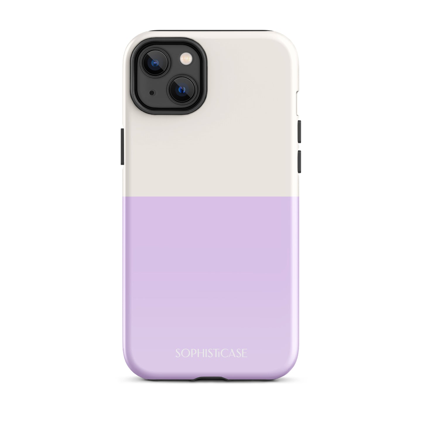 Tough Phone Case Featuring Two Tone Purple Cream Design for iPhone 14 Plus Glossy