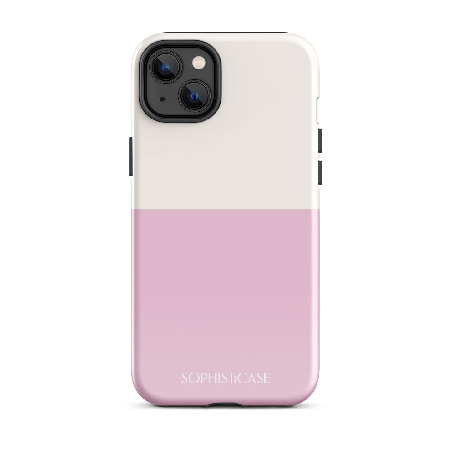 Tough Phone Case Featuring Two Tone Pink Cream Design for iPhone 14 Plus Glossy