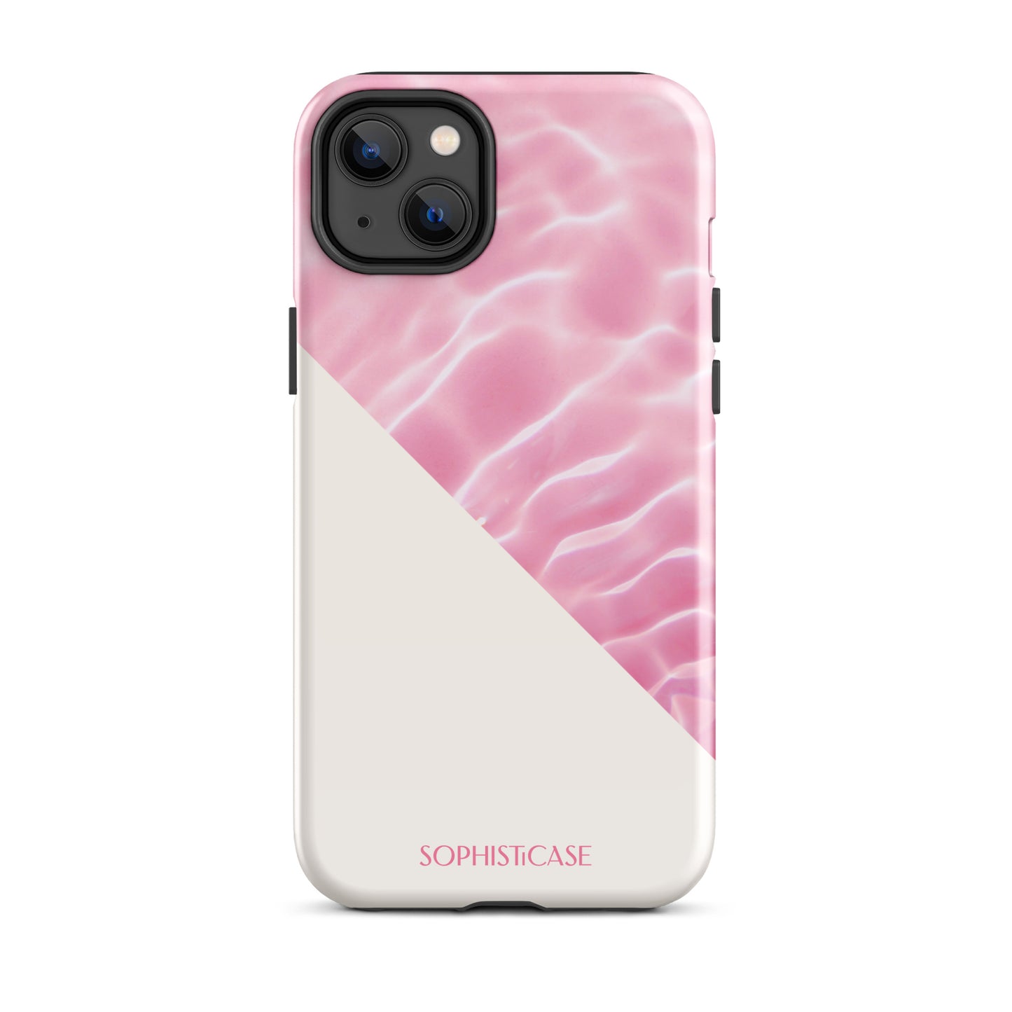 Tough Phone Case Featuring Pink Cream Summer Water Ripples Ocean Waves Design for iPhone 14 Plus Glossy