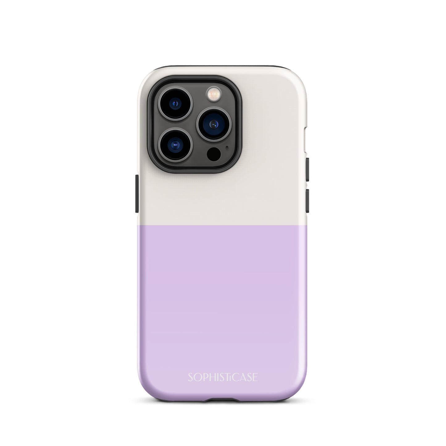 Tough Phone Case Featuring Two Tone Purple Cream Design for iPhone 14 Pro Glossy