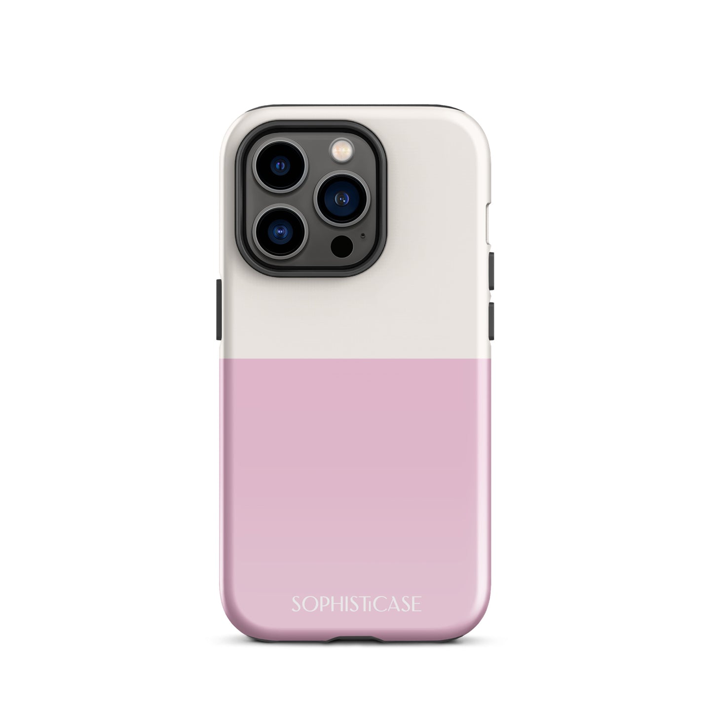 Tough Phone Case Featuring Two Tone Pink Cream Design for iPhone 14 Pro Glossy