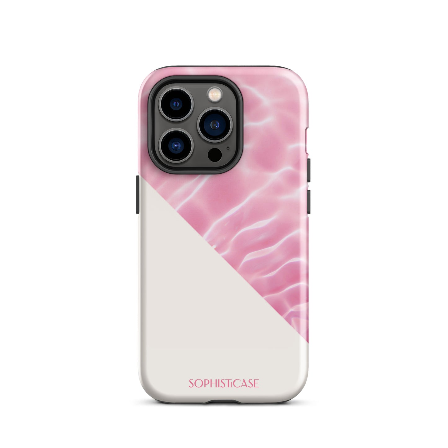 Tough Phone Case Featuring Pink Cream Summer Water Ripples Ocean Waves Design for iPhone 14 Pro Glossy