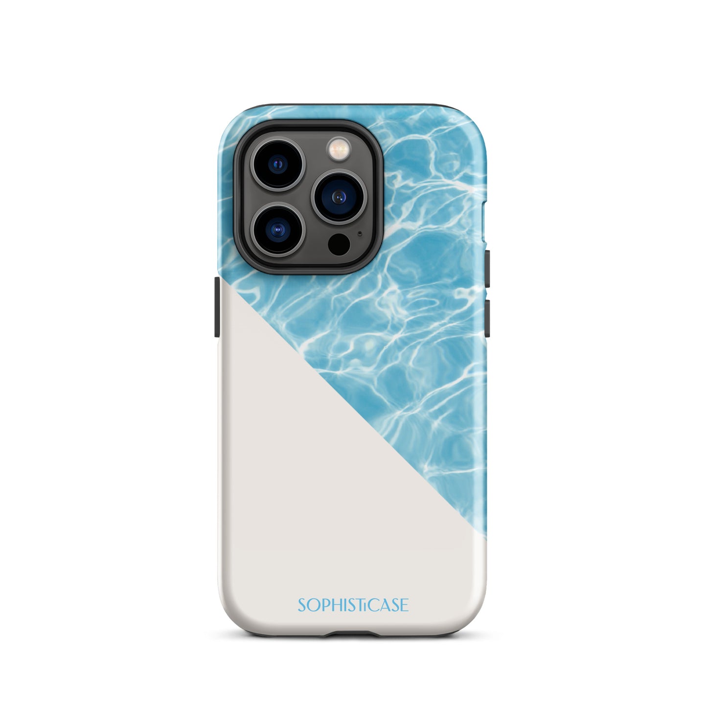 Tough Phone Case Featuring Blue Cream Summer Water Ripples Ocean Waves Design for iPhone 14 Pro Glossy