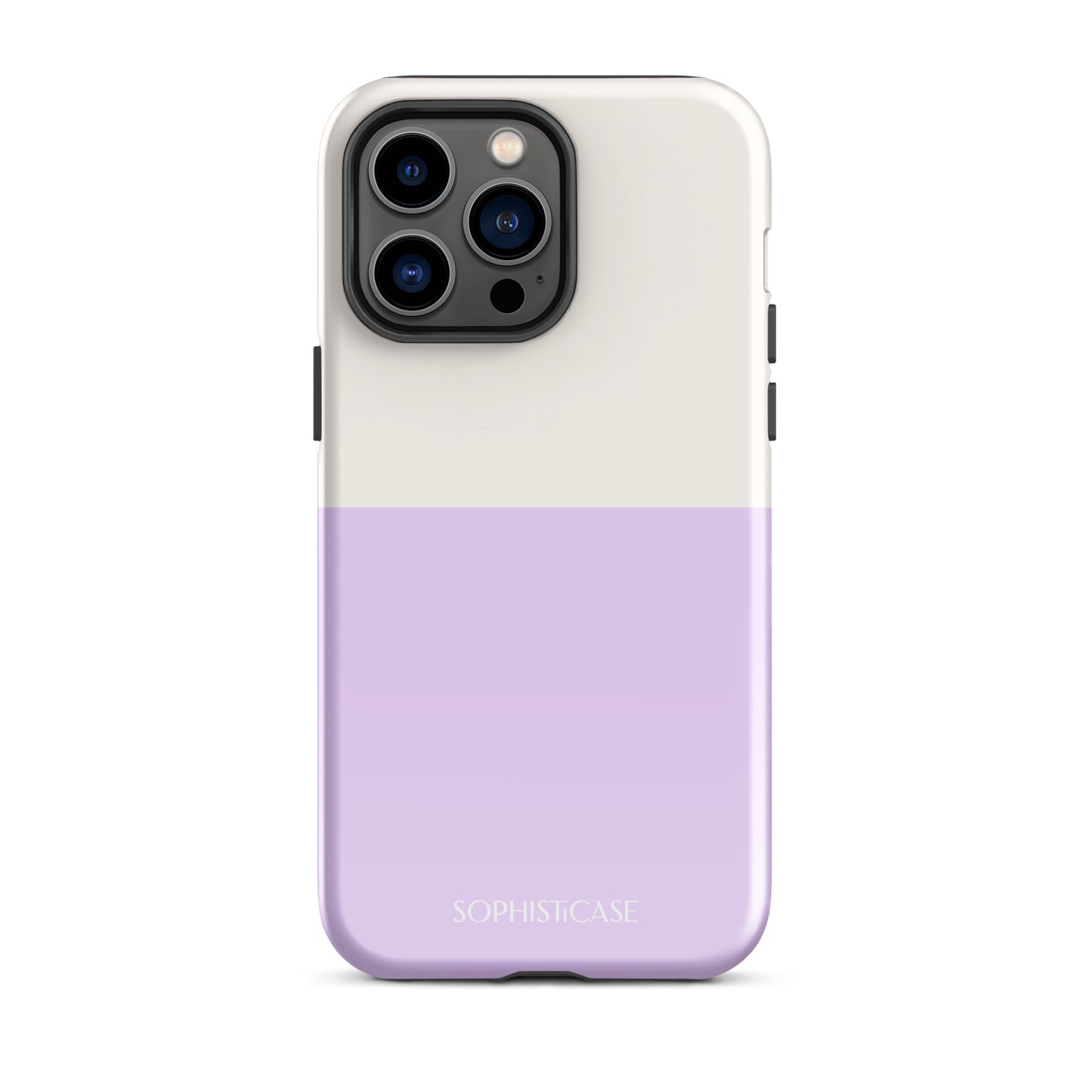 Tough Phone Case Featuring Two Tone Purple Cream Design for iPhone 14 Pro Max Glossy