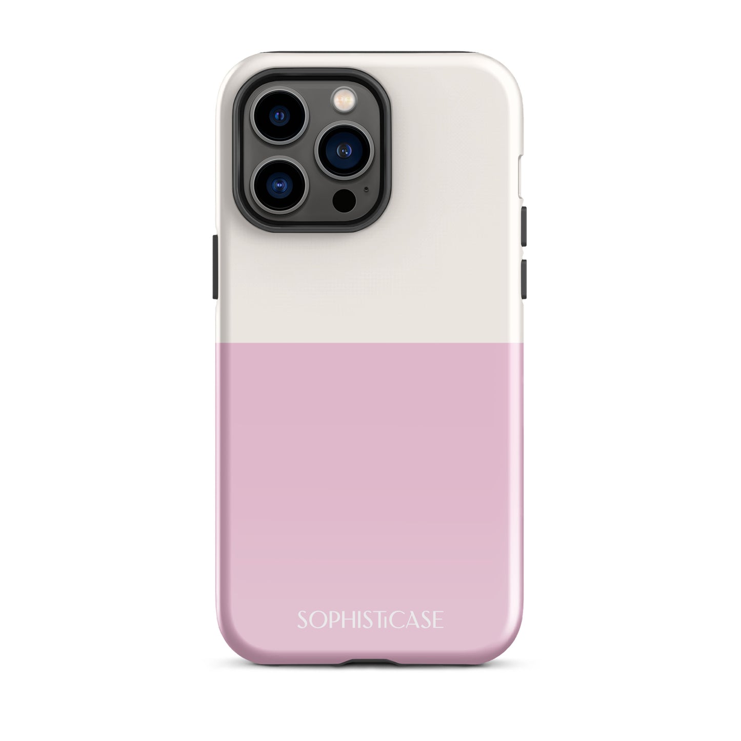 Tough Phone Case Featuring Two Tone Pink Cream Design for iPhone 14 Pro Max Glossy