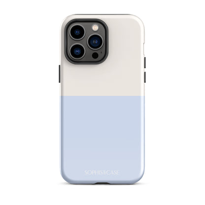 Basics Collection Tough Phone Case Featuring Two Tone Blue Cream Design for iPhone 14 Pro Max Glossy