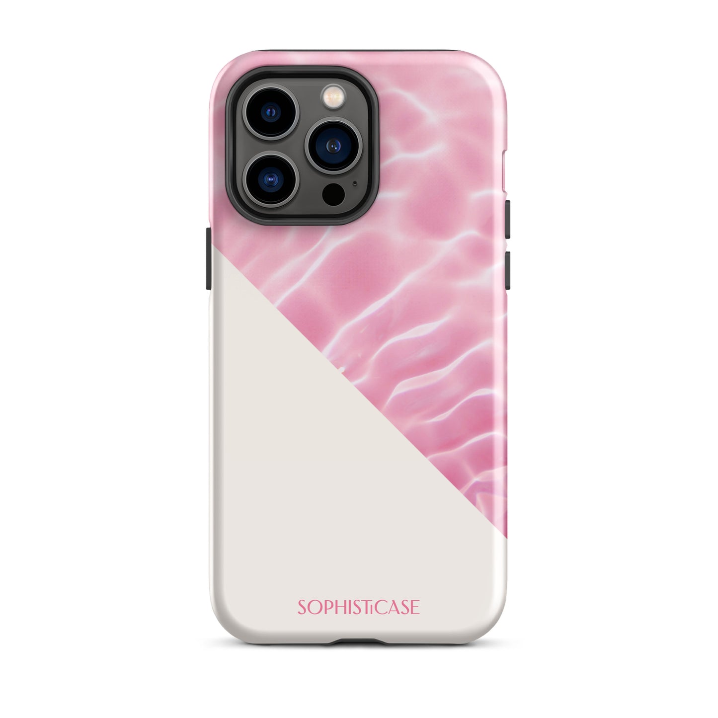 Tough Phone Case Featuring Pink Cream Summer Water Ripples Ocean Waves Design for iPhone 14 Pro Max Glossy