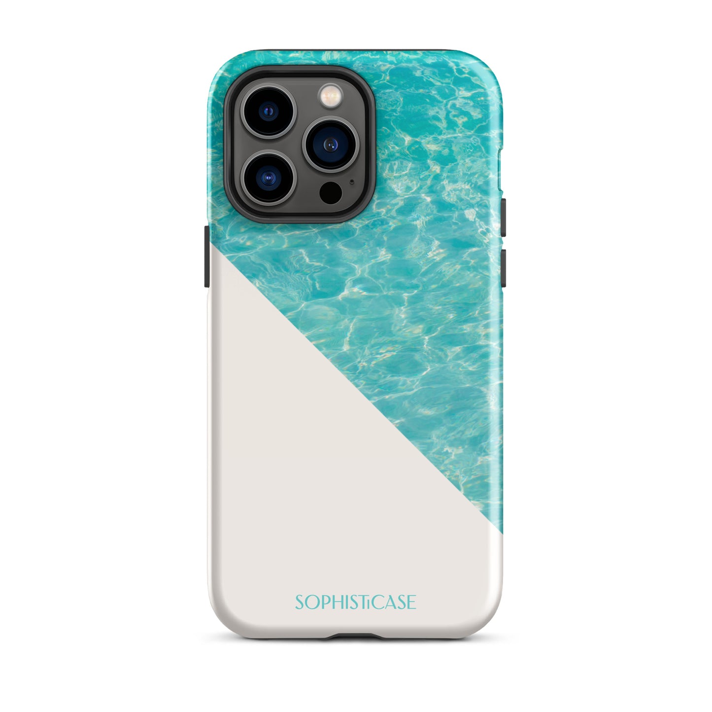 Tough Phone Case Featuring Aqua Cream Summer Water Ripples Ocean Waves Design for iPhone 14 Pro Max Glossy